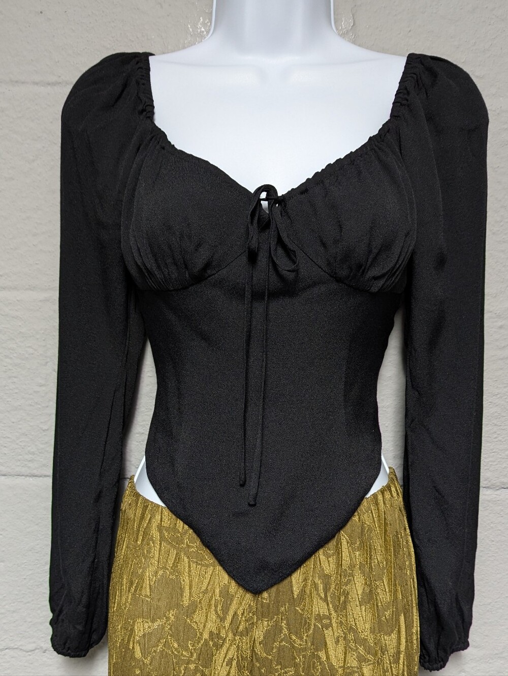 Reformation Black Long Sleeve Corset Top Size 2